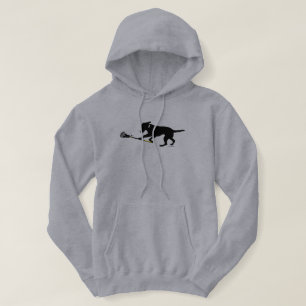 Zwart lab met lacrosse Mannen gekookt sweatshirt