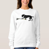 Zwart lab met Lacrosse Womens Sweatshirt (Voorkant)