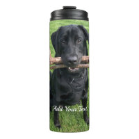 Zwart lab met twee sticks Pet Dog Foto en naam