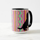 Zwart lab op Bright Aztec Stripe Mok (Voorkant rechts)