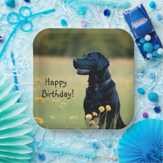 Zwart lab papieren bordje (Feest)