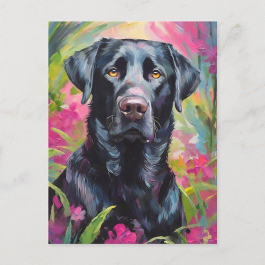 Zwart Lab Portret Moderne Kunst Briefkaart (Voorkant)