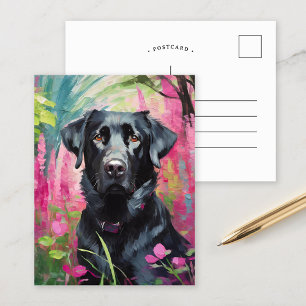 Zwart Lab Portret Moderne Kunst Briefkaart