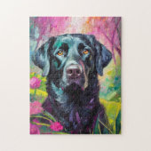 Zwart Lab Portret Moderne Kunst Legpuzzel (Verticaal)