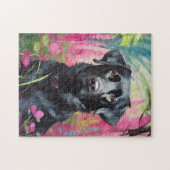 Zwart Lab Portret Moderne Kunst Legpuzzel (Horizontaal)