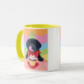 Zwart lab Puppy Birthday Cupcake Painting Mok (Voorkant links)
