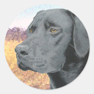 Zwart lab ronde sticker