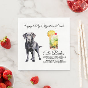 Zwart Lab Signature Drink Bruiloft Pet Servet