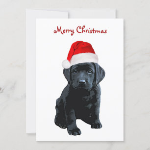 Zwart Lab Vrolijk Kerstmis Labrador Puppy Santa Do Feestdagenkaart