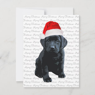 Zwart Lab Vrolijk Kerstmis Labrador Santa Puppy Ho Feestdagenkaart