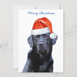 Zwart Lab Vrolijk Kerstmis Labrador Schattige Sant Feestdagenkaart
