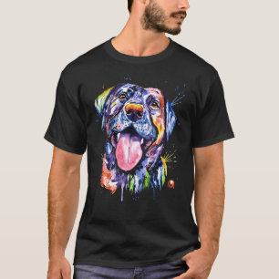 Zwart Lab Waterverf Pet Portrait Painting T-shirt