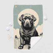Zwart Labador Retriever Golf Handdoek (Insitu)