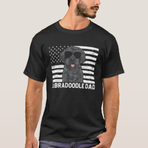 Zwart Labradoodle Hond Amerikaanse vlag Labradoodl T-shirt