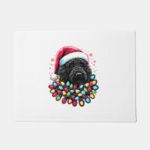 Zwart Labradoodle Kerstboom Kerstverlichting Doodl Deurmat (Voorkant)