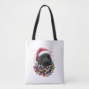 Zwart Labradoodle Kerstboom Kerstverlichting Doodl Draagtas
