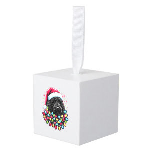 Zwart Labradoodle Kerstboom Kerstverlichting Doodl Kubus Ornament