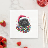 Zwart Labradoodle Kerstboom Kerstverlichting Doodl Servet (Insitu)
