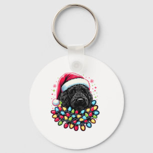Zwart Labradoodle Kerstboom Kerstverlichting Doodl Sleutelhanger