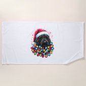 Zwart Labradoodle Kerstboom Kerstverlichting Doodl Strandlaken (Voorkant)
