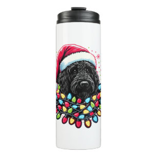 Zwart Labradoodle Kerstboom Kerstverlichting Doodl Thermosbeker
