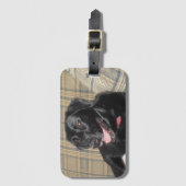 Zwart labrador bagagelabel met visitekaartje sleuf (Voorkant (verticaal))