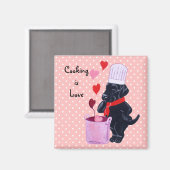 Zwart labrador Chef Painting Magneet (Voorkant / Achterkant)