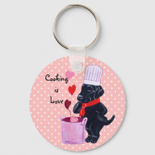 Zwart labrador Chef Painting Sleutelhanger