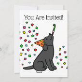Zwart Labrador Confetti Verjaardagsfeest Kaart (Voorkant)