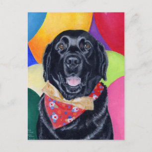 Zwart labrador gelukkig geboorte schilderij briefkaart