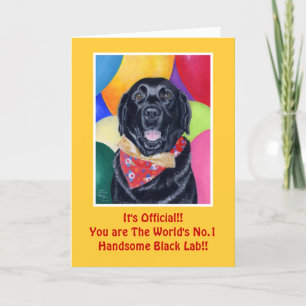 Zwart labrador gelukkig geboorte schilderij kaart