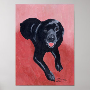 Zwart labrador glimlachend kunstwerk poster
