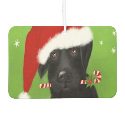 Zwart Labrador - Grappig Lab Kerstverfrisser Luchtverfrisser (Voorkant)