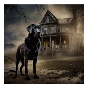 Zwart labrador halloween eng perfect poster
