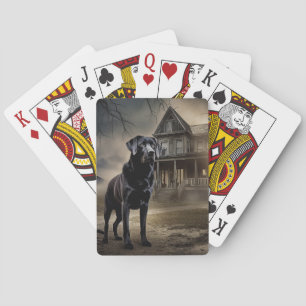 Zwart labrador halloween eng pokerkaarten
