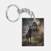 Zwart labrador halloween eng sleutelhanger (Voorkant Links)