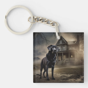 Zwart labrador halloween eng sleutelhanger