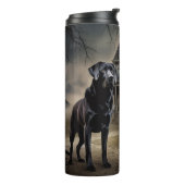 Zwart labrador halloween eng thermosbeker (Gedraaid links)