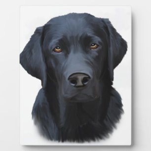 Zwart Labrador Hond Water Kleur Kunst Schilderen Fotoplaat
