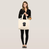 Zwart Labrador Hond Water Kleur Kunst Schilderen Grote Tote Bag (Voorkant (model))