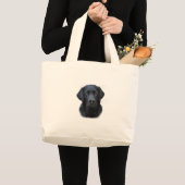 Zwart Labrador Hond Water Kleur Kunst Schilderen Grote Tote Bag (Voorkant (product))