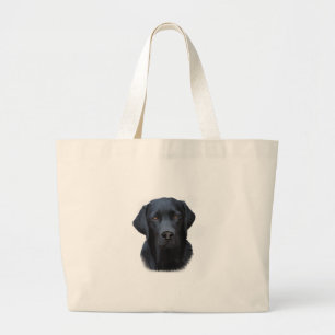 Zwart Labrador Hond Water Kleur Kunst Schilderen Grote Tote Bag