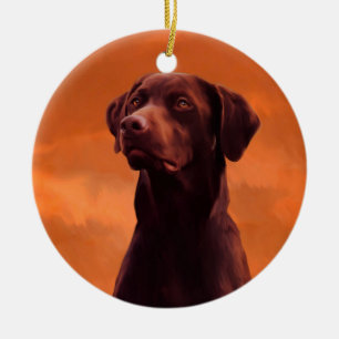 Zwart labrador hondenportret keramisch ornament