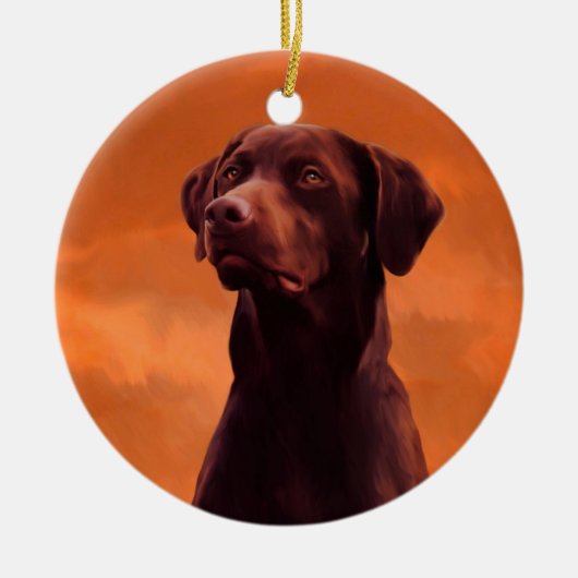 Zwart labrador hondenportret keramisch ornament (Voorkant)