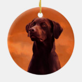 Zwart labrador hondenportret keramisch ornament (Achterkant)