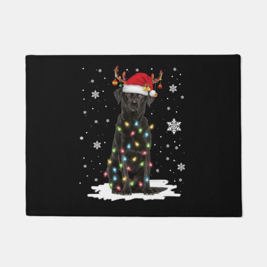 Zwart labrador kerstboom Light Pajama Dog Deurmat (Voorkant)