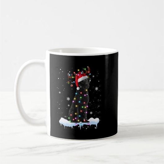 Zwart labrador kerstboom Light Pajama Dog Koffiemok (Links)