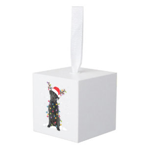 Zwart labrador kerstboom Light Pajama Dog Kubus Ornament