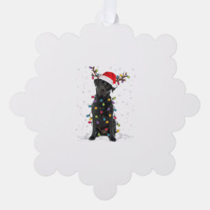 Zwart labrador kerstboom Light Pajama Dog Ornament Kaart