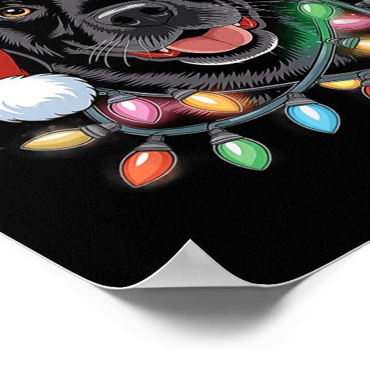 Zwart labrador kerstboom Light Pajama Dog Poster (Hoek)